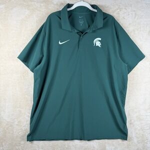 Nike‎ Dri Fit Michigan State Spartans Polo Shirt Men's XXL Green